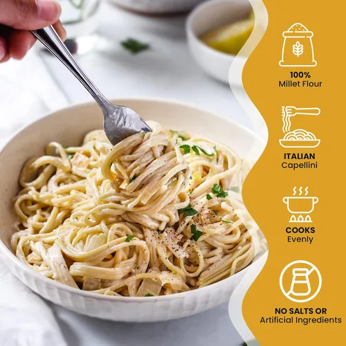 Vista 3 de Big Green Organic Food - Capellini de mijo orgánico, sin gluten, sin lectina, sin OMG, vegano, alternativa de trigo y arroz, 8.8 oz (1)