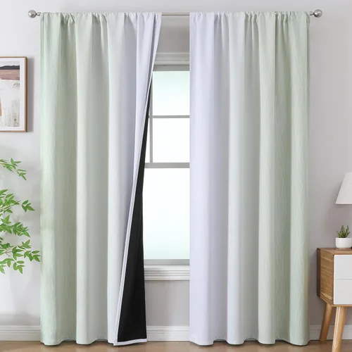 Vista 12 de Estelar Textiler Cortinas oscurecedoras beige y blanco grisáceo de 45 pulgadas de largo, cortinas graduadas con bloqueo de luz para baño, cortinas