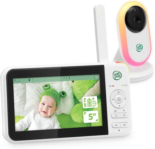 Vista 16 de LeapFrog Monitor de video para bebés: pantalla a color de 5 pulgadas, batería de 31 horas, FHSS seguro sin WiFi, zoom panorámico remoto, visión