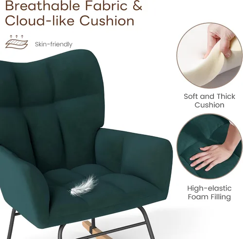 Vista 4 de Silla Mecedora para Guardería, Mecedoras para Guardería, Silla Mecedora para Bebé, Mecedora Deslizante, Diseño de Seguridad Anti-Volcado, Capacidad