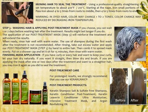 Vista 2 de KERARGANIC - Juego de tratamiento de queratina orgánica sin formaldehído - Ingredientes naturales de 2 onzas para cabello liso y sedoso complejo