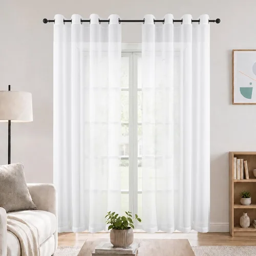 Vista 39 de OWENIE Cenefa transparente con ojales negros para ventanas, 2 paneles de 52