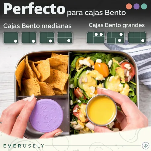 Vista 9 de Everusely Vasos para condimentos – Paquete de 3, 1.7 oz / 1.7 fl oz, brillantes, de acero inoxidable – Recipientes de condimentos con tapas