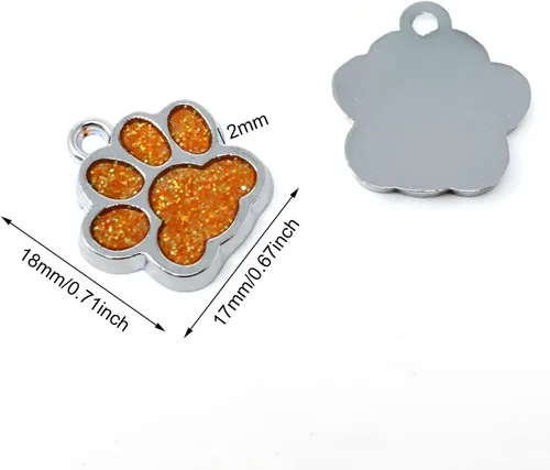 Vista 3 de Honbay 20 colgantes de aleación esmaltada con purpurina de oso cachorro y gatito, lindos animales, mascotas, gatos, perros, huellas de patas