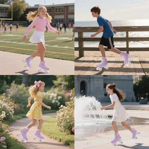 Vista 4 de Tmore Patines de ruedas para mujer y hombre, patines clásicos de dos hileras para interiores y exteriores, patines de alta calidad de piel sintética