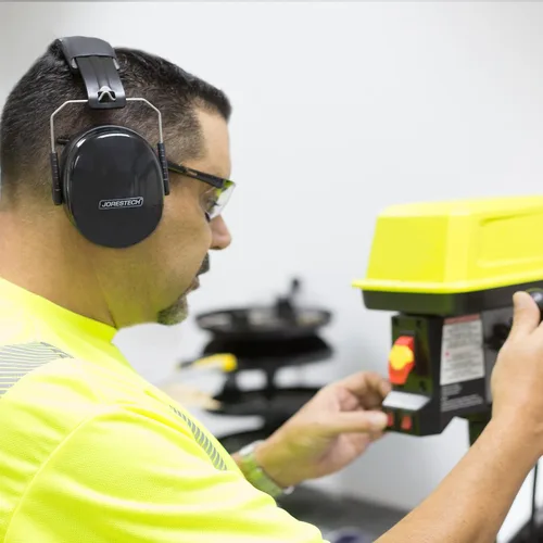 Vista 5 de JORESTECH Orejeras de seguridad, ANSI NRR 27dB, CE SNR 31dB, diadema ajustable protección auditiva (EM-502)