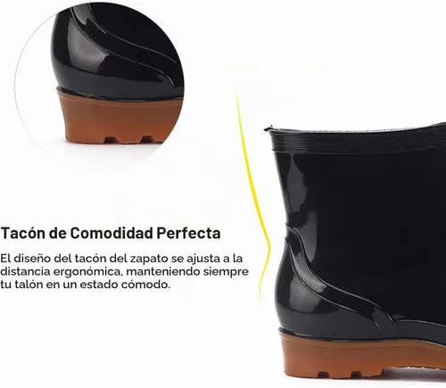Vista 2 de Botas de lluvia para hombre, resistentes y antideslizantes, antideslizantes, de plástico, de cemento, botas de lluvia de tobillo