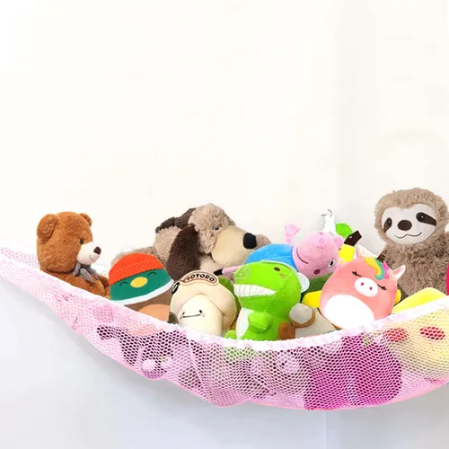 Vista 9 de PLS - Organizador de almacenamiento de juguetes colgantes, red de juguetes de animales para dormitorios de niños, sala de juegos y organización