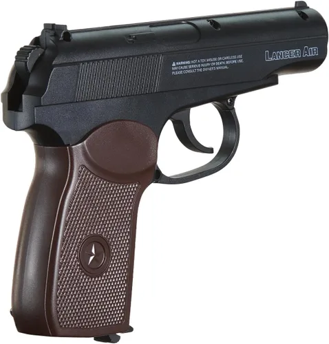 Vista 2 de Lancer Tactical Pistola de aire Saber XMK CO2 pistola de aire Makarych - 390 FPS con alta presión 0.42 oz y bolsa de metal BB- Paquete de 5
