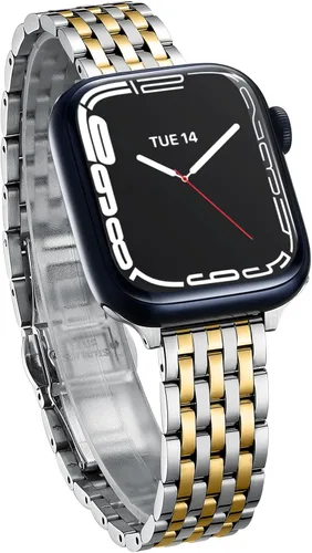 Vista 8 de Correa delgada y femenina para Apple Watch 11 10 Se 9 8 7 6 5 4 3, Correa metálica elegante para mujeres para Apple Watch 42mm 41mm 40mm 44mm 45mm