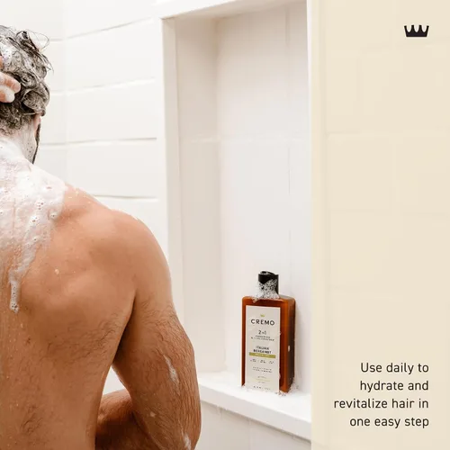 Vista 5 de Cremo Champú y acondicionador 2 en 1 de bergamota italiana para hombres, notas de bergamota italiana, flor de neroli y vetiver fresco, 16 onzas