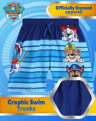Vista 2 de Nickelodeon Paw Patrol - Traje de baño para niños Chase Marshall Rubble TMNT UPF 50+ - Pantalones cortos de natación para niños pequeños y niños