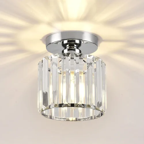 Vista 12 de Lámpara de techo de cristal, lámpara de techo semiempotrada de cristal dorado para dormitorio, cocina, pasillo, entrada, balcón, comedor, sala