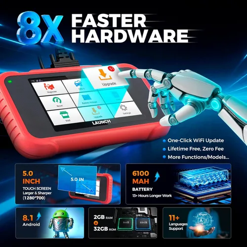 Vista 7 de LAUNCH Herramienta de diagnóstico del escáner CRP129E V2.0 Elite OBD2, 12 herramienta de escaneo de restablecimiento, AutoAuth FCA, lector de código