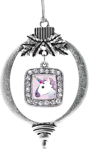 Vista 91 de Inspired Silver - Nana púrpura - Adorno de Navidad plateado - Adorno cuadrado para árbol de Navidad con circonita cúbica - Decoración colgante