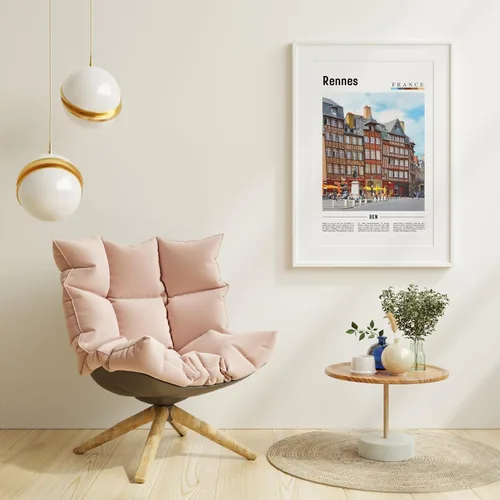 Vista 3 de Impresión de Rennes, póster de Rennes, arte de pared, pintura al óleo, póster colorido de la ciudad, impresión de ciudad, obras de arte de viaje
