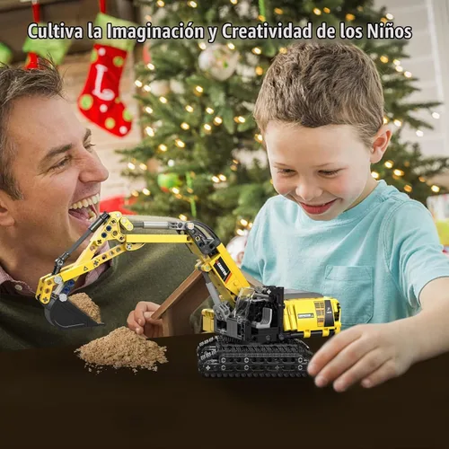 Vista 5 de Juguetes de construcción STEM para niños de 6, 7, 8, 9, 10, 11, 12 años de edad, kit de bloques de construcción modelo de excavadora, juguetes