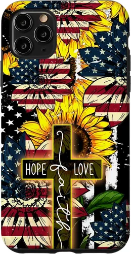 Vista 13 de Funda para iPhone 16 Sunflowers Faith Hope Love Jesus Cross Christian