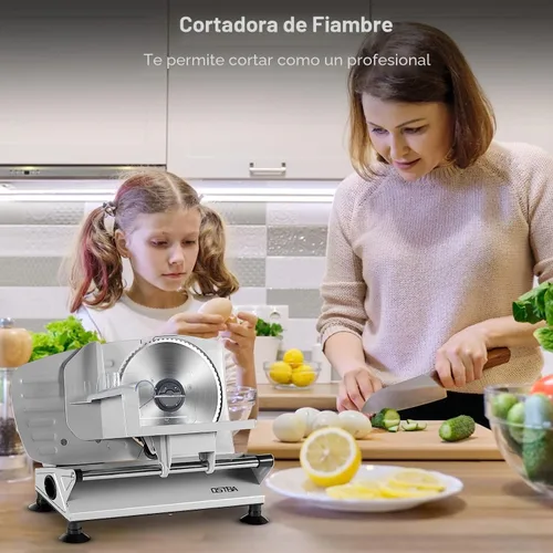 Vista 8 de OSTBA Máquina cortadora de carne para el hogar, cortadora eléctrica de alimentos con cuchillas extraíbles de acero inoxidable de 6.7 pulgadas