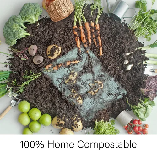 Vista 3 de Home Bolsas compostables para excrementos de perro, bolsas de basura de perros a base de plantas, extragruesas y a prueba de fugas, bolsas planas