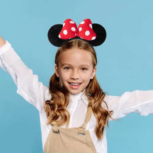 Vista 8 de JIAHANG Diadema de terciopelo con orejas de ratón, lazo de algodón 3D con lunares, decoración de fiesta, disfraces, accesorios para el cabello