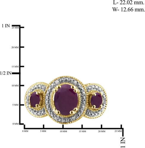Vista 3 de JEWELEXCESS Anillo de diamantes blancos de 2.30 CTW y rubí de 120 quilates en oro de 14 quilates sobre plata