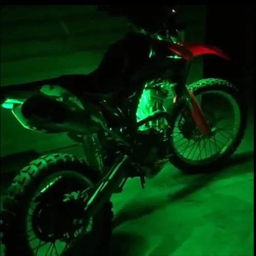 Vista 6 de Juego de 6 tiras de luces LED para motocicleta, control remoto inalámbrico RF, impermeable, RGB, multicolor, neón, efecto de tierra, atmósfera