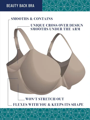 Vista 5 de Vanity Fair Women's Full Figure Wireless Bra, Extended Side & Back Smoothing, Lightly Lined Cups Up to DDD