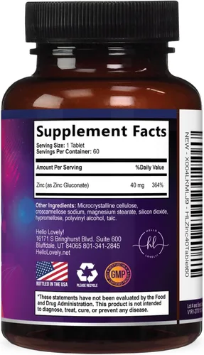 Vista 9 de Suplementos de zinc de 40 mg – Apoyo inmunológico de alta potencia y suplemento antioxidante – El mejor suplemento de zinc para la salud de la piel