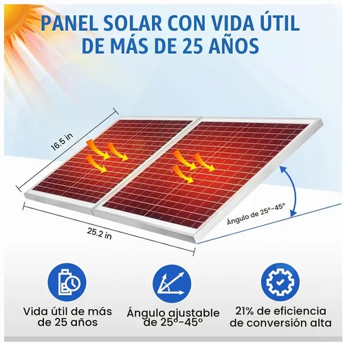 Vista 7 de ECO-WORTHY Ventilador de ático de 25 W alimentado por energía solar con ventilador de techo abuhardillado y panel plegable de 30 W - Ventiladores