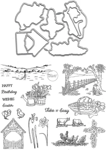 Vista 19 de DzIxY Juego de sellos transparentes y troqueles de corte de metal para hacer tarjetas, álbumes de recortes, suministros de papel, sellos, bolsillos