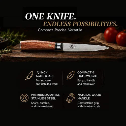 Vista 8 de CUCHILLO DE UTILIDAD DE 5" COLECCIÓN TRADICIONES CUCHILLOS JAPONESES EL MEJOR CUCHILLO PARA TU COCINA Japanese 440A Stainless Steel, chefs