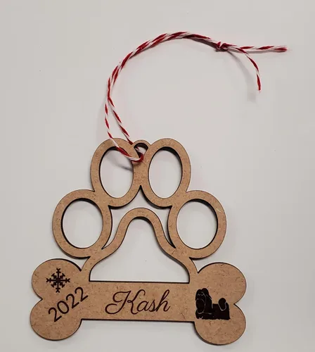 Vista 6 de Personalized Paw Print Dog Ornament — Custom Dog Bone Holiday Keepsake with Name, Year & Silhouette — Christmas Tree Decoration for Pet Lovers