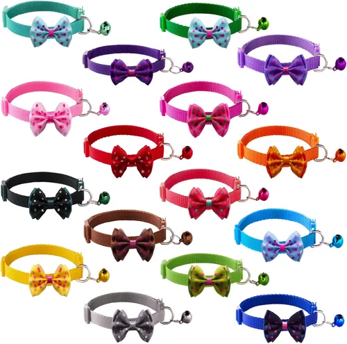Vista 8 de 16 piezas de collares de gato lindos separables con campana para regalos de gatos machos y hembras