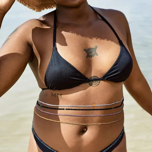 Vista 21 de 4 cuentas de cintura africana hechas a mano de 50 pulgadas para mujer, no elásticas (corbata)