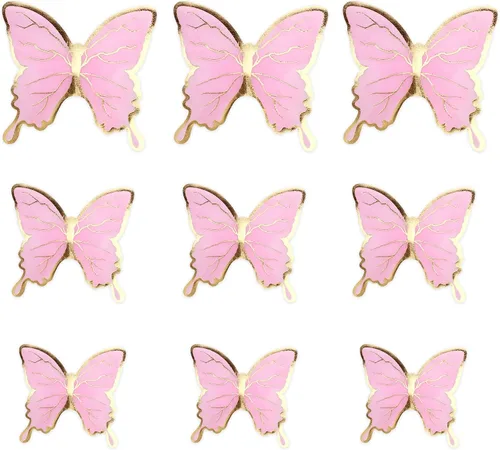 Vista 7 de 30 adornos de mariposa para tartas de mariposa en 3D, cola de oro rosa, mariposa, fiesta de cumpleaños, decoración para aniversario, boda, fiesta