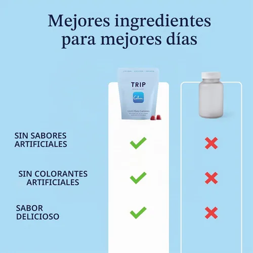 Vista 6 de TRIP Gomitas de melena de león con 2000 mg de extracto de setas de melena de león por porción, veganas, gomitas masticables con sabor natural