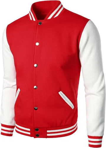 Vista 2 de HOOD CREW Chaqueta de béisbol Varsity para hombre de mezcla de algodón