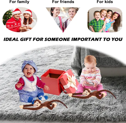 Vista 6 de zhidiloveyou 2 piezas de mono colgante de peluche de mono marrón de peluche para niños, 27.6 pulgadas