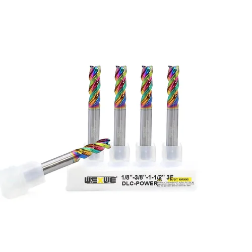 Vista 28 de Juego de fresas de extremo cuadrado de carburo WEXWE Tools Serie DLC, revestimiento tipo diamante, fresa para aluminio, cobre, aleaciones
