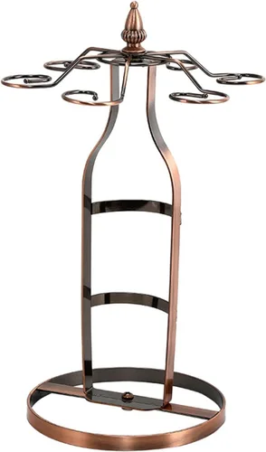 Vista 2 de Artículos creativos para decoración de botellas, soporte para botellas de vino de hierro forjado, soporte colgante de vidrio de copa de estilo Bronce