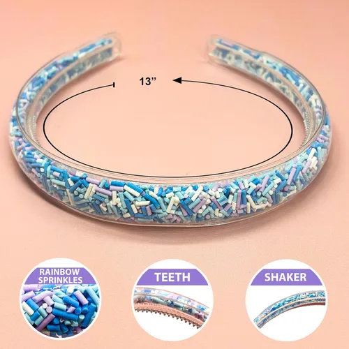 Vista 4 de FROG SAC 4 diademas para niñas – Diadema con purpurina para niños, bandas finas para la cabeza de niña pequeña, accesorios para el cabello de niños