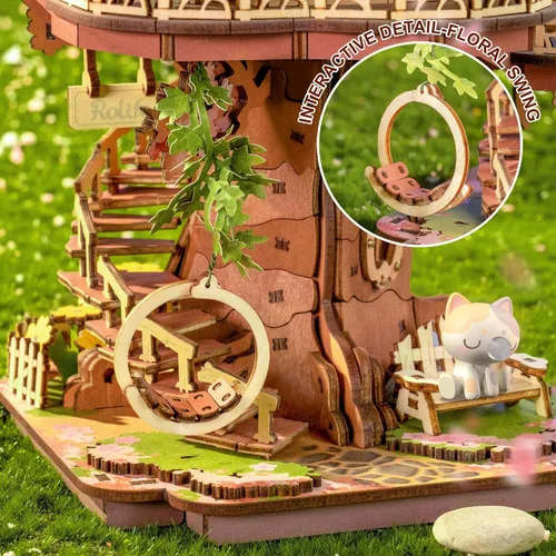 Vista 8 de Rolife - Puzzles 3D para adultos, árboles bonsái de cerezo en flor, juego de construcción de flores de casa de árbol sakura japonés para adultos