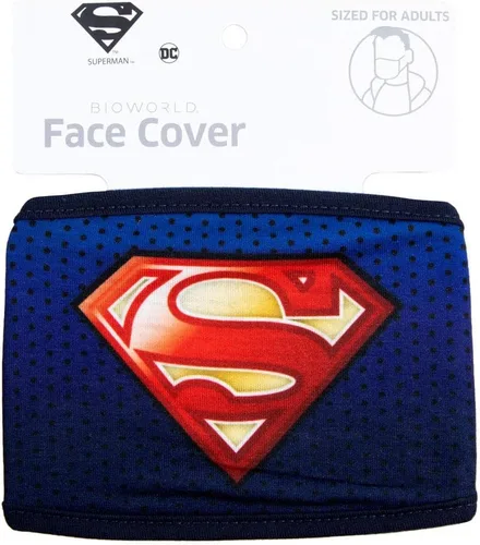 Vista 3 de Máscara facial de tela Bioworld, estampado de logotipo de Superman, algodón/poliéster/elastano, adulto