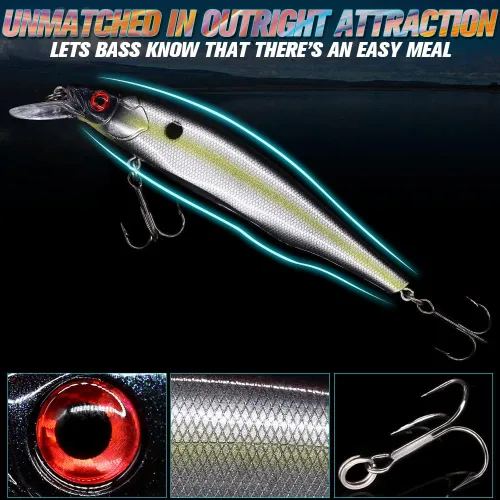 Vista 3 de Kit de Señuelo Jerkbait XFISHMAN - Señuelo de Peces Pequeños - Suspendido - Lubina, Lubina de Boca Pequeña, Lucioperca, Lubina de Boca Grande - 1