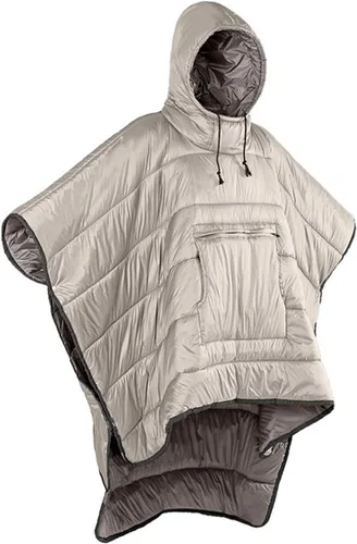 Vista 13 de Gaorui Poncho Abrigo Exterior Camping Calor Pequeña Manta de Edredón Resistente al Agua Saco de Dormir Capa Manto, Azul, 79 x 55 pulg.