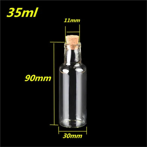 Vista 2 de 50 botellas de cristal transparente de 1.2 fl oz con botellas de corcho para frascos de boda, decoración de regalos, tarros de bricolaje