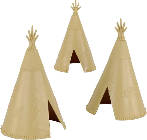 Vista 7 de BMC Classic Plains Indian Teepees - Juego de 3 piezas de plástico occidental marrón Accesorios