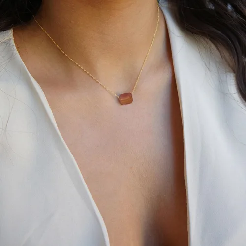 Vista 3 de Collar de cristal curativo de cornalina natural, collar de ansiedad terrosa y curación