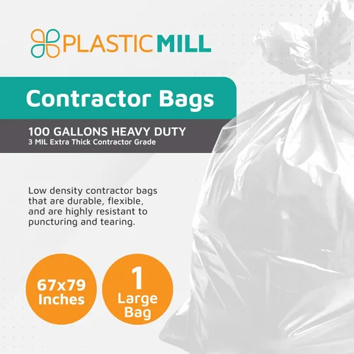 Vista 2 de PlasticMill Bolsas para contratistas resistentes, 100 galones, 3 mil